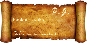 Pecker Janka névjegykártya